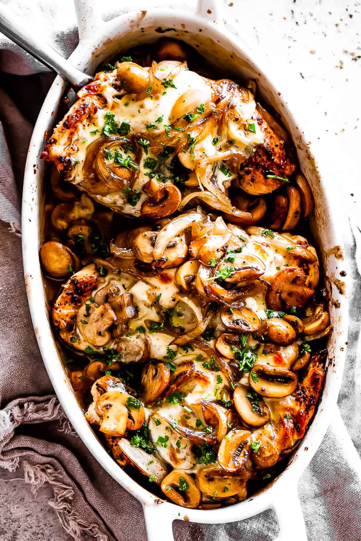 Cheesy Baked Chicken Breasts with Mushrooms