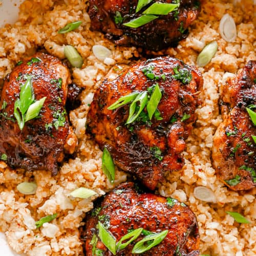 Roasted Cajun Chicken Thighs and Cauliflower Rice - Diethood