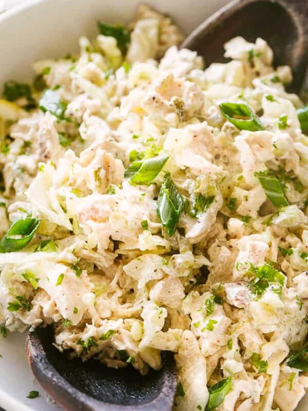 Classic Chicken Salad in a salad bowl.