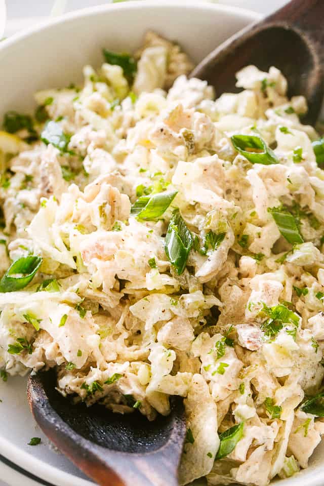 Classic Chicken Salad in a salad bowl.