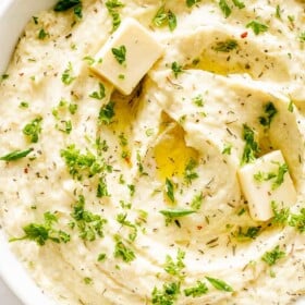 Creamy Mashed Cauliflower with butter.