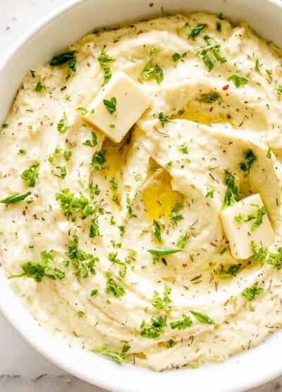 Creamy Mashed Cauliflower with butter.