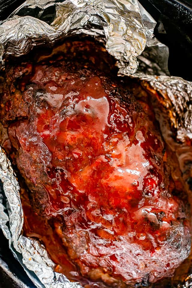 Glazed Meatloaf in the crock pot.