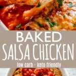 baked salsa chicken pin image