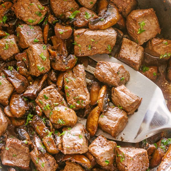 Garlic Butter Steak Bites with Mushrooms Diethood