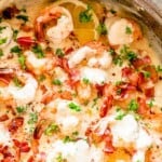 Garlic shrimp with bacon Pinterest image.
