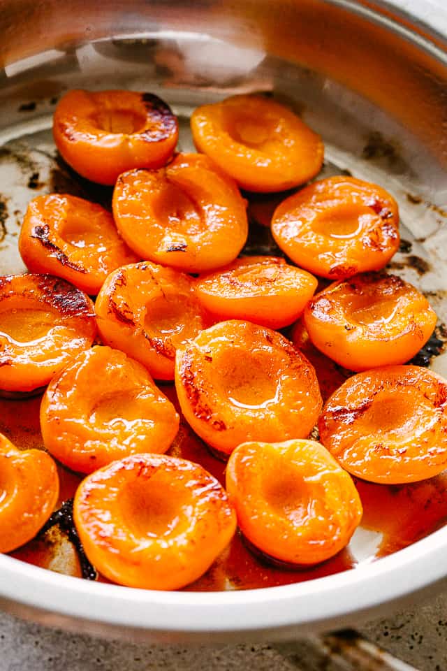 Skillet cooked apricots.