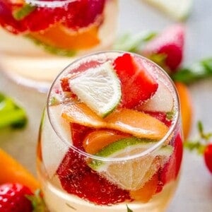 White Sangria in a glass.