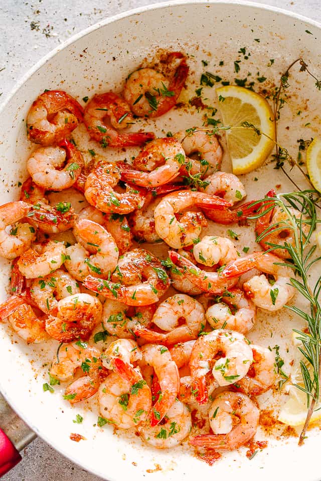 Roasted Cast Iron Shrimp with Herb Butter