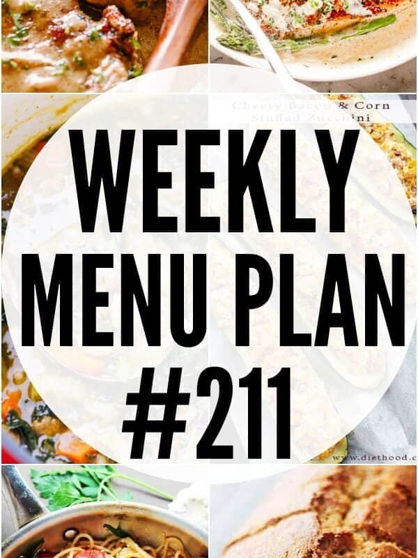 WEEKLY MENU PLAN #211 PIN IMAGE