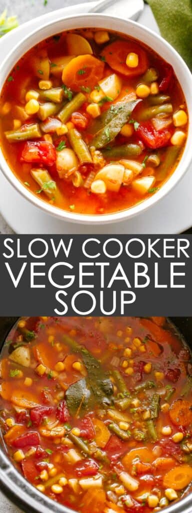 VEGETABLE SOUP IN THE SLOW COOKER PIN IMAGE