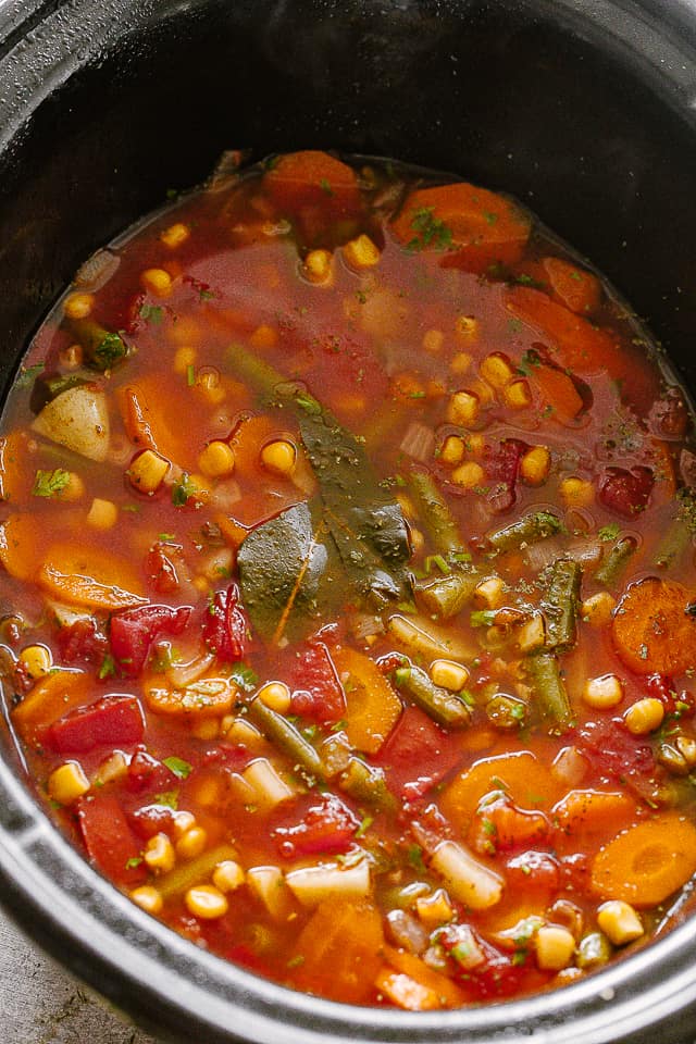 Vegetable Soup in the slow cooker.