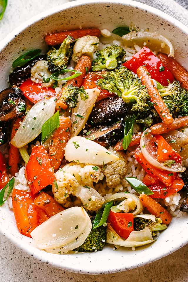 Roasted Vegetables served in a bowl.