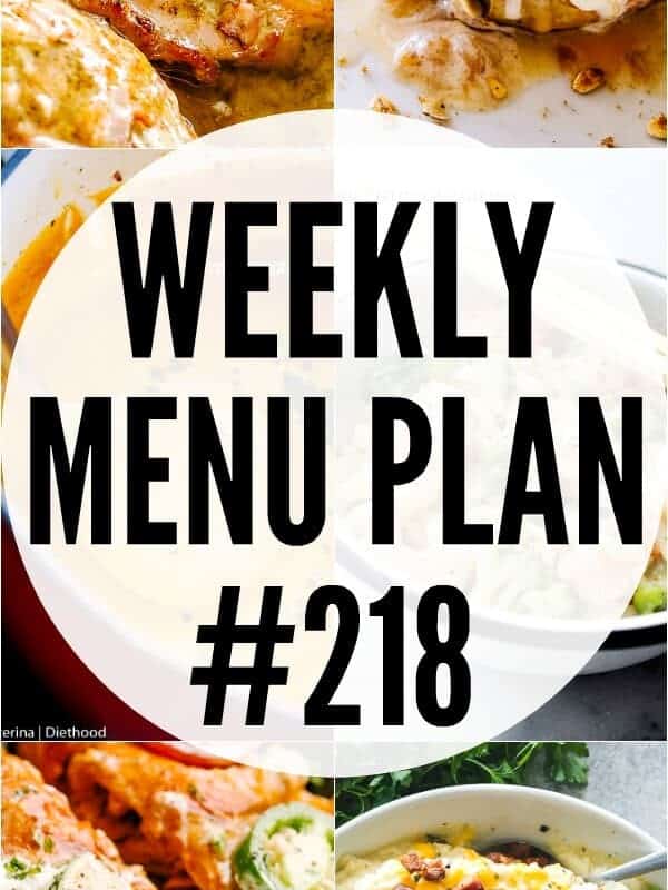 Weekly Menu Plan 218 pin image