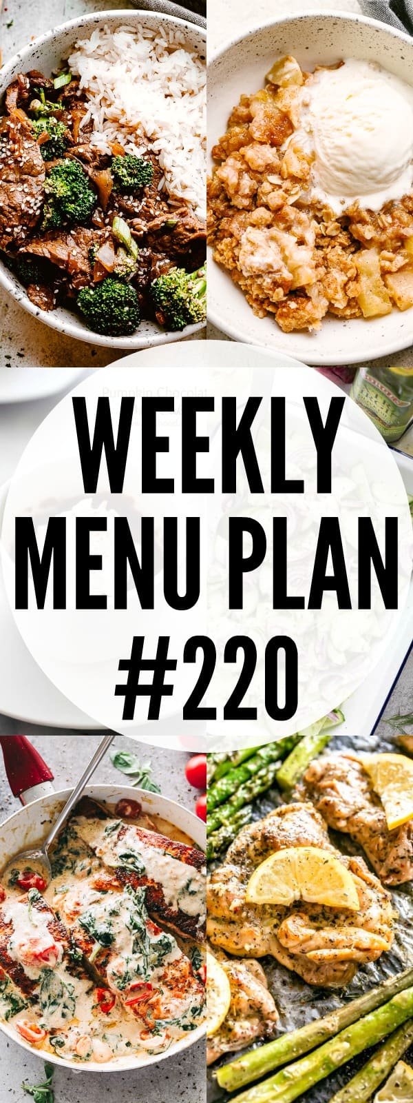 weekly menu plan #220 pin image