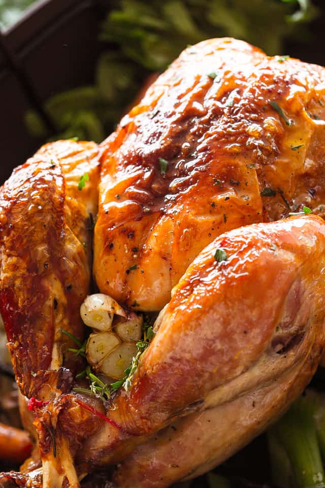 A whole roast Thanksgiving turkey.