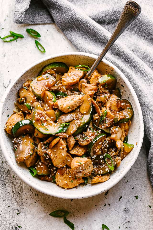 Easy Zucchini Mushroom Chicken Stir Fry Recipe Diethood