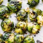 Easy Smashed Brussel Sprouts with Balsamic Glaze
