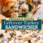 Leftover turkey salad sandwich Pinterest image.