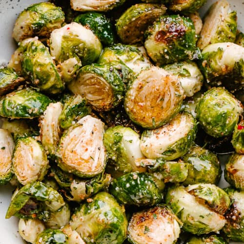 Air Fryer Brussel Sprouts with Parmesan | Diethood