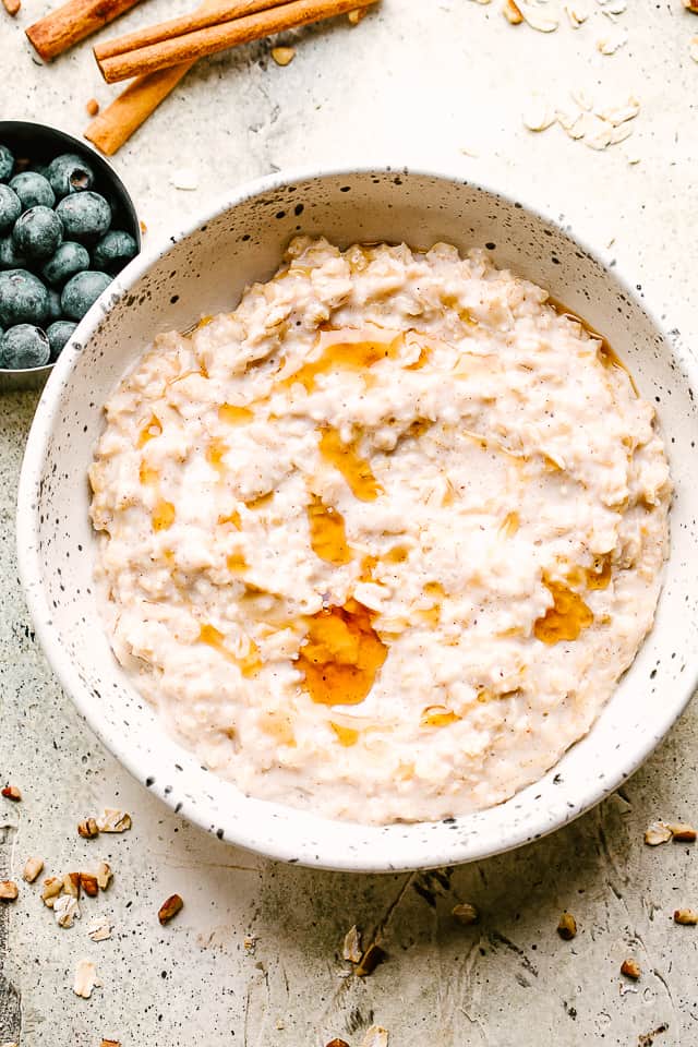 hot oatmeal in a bowl