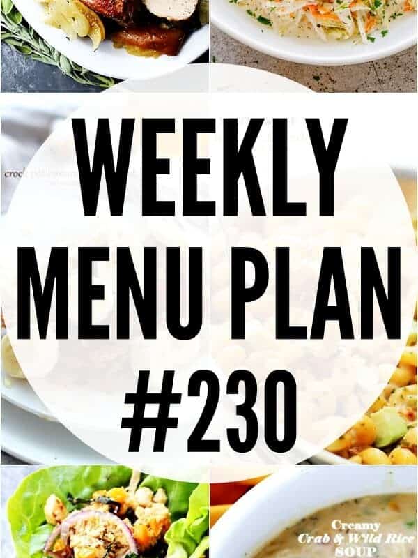 weekly menu plan 230 pin image