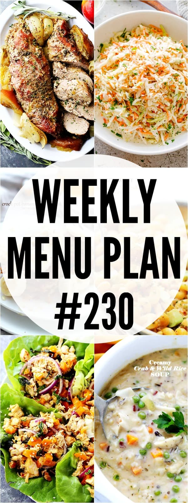 weekly menu plan 230 pin image