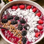 acai bowl topped with fruits