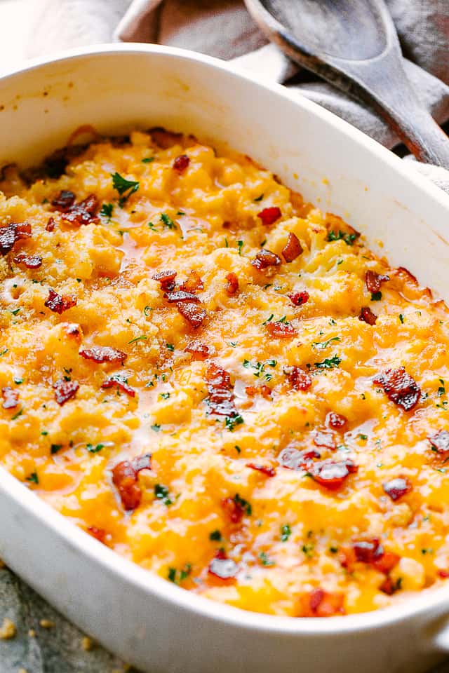 Keto Macaroni and Cheese in baking dish