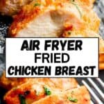 Air fryer fried chicken breast long Pinterest image.