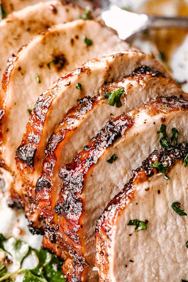 Crock Pot Garlic Balsamic Pork Loin Recipe | Diethood