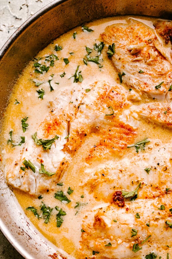 Pan Fried Tilapia With Creamy Lemon Sauce 