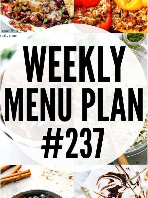 weekly menu plan 237 pin image