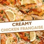 Pinterest title image for Chicken Francaise.