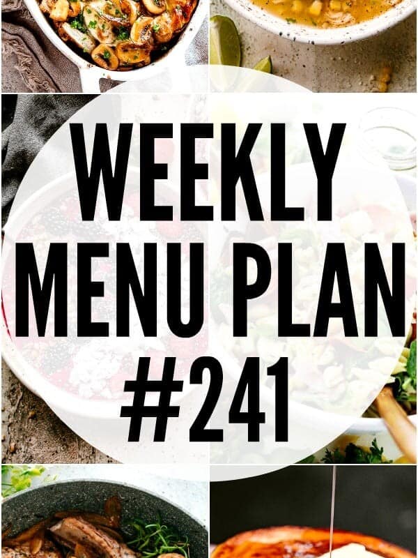 weekly menu plan 241 pin image