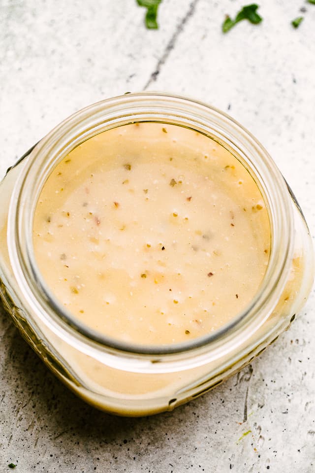 honey salad dressing in a jar
