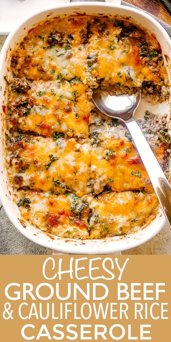 Cheesy Ground Beef and Cauliflower Rice pinterest image