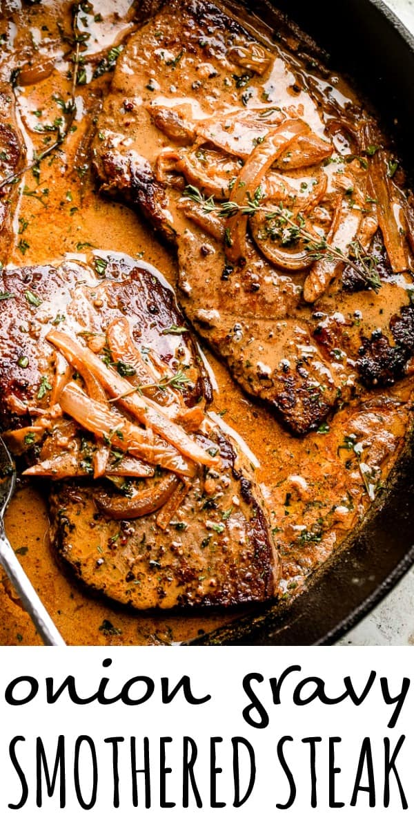 onion gravy smothered steak pinterest image