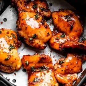 cooked chicken thighs in an air fryer