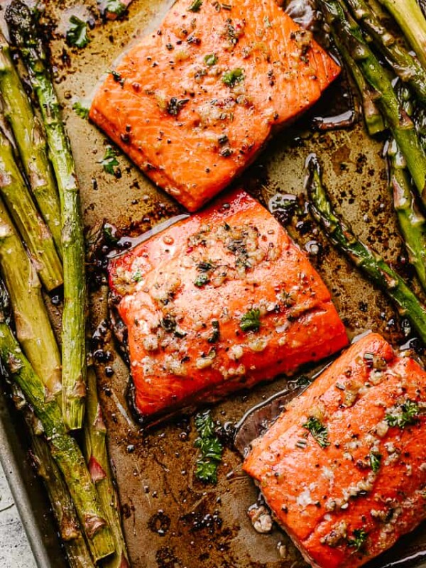 top view of roasted salmon fillets