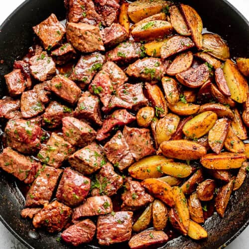 Steak Bites and Potatoes | Diethood
