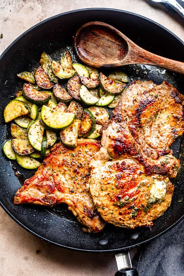 Pan-Grilled Pork Chops with Red Onions