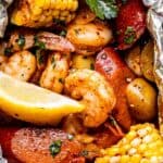 shrimp boil in foil packets pinterest image