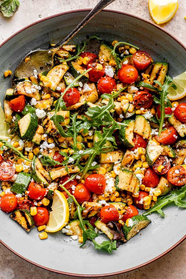 Grilled Zucchini Salad with Corn & Tomatoes