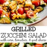 Grilled Zucchini Salad with Corn and Tomatoes long pinterest image