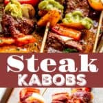 Juicy Steak Kabobs Recipe pinterest image