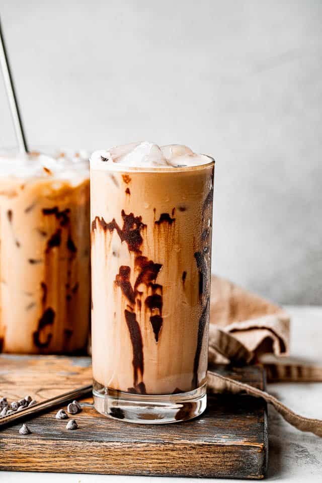 ICED COFFEE in a tall glass