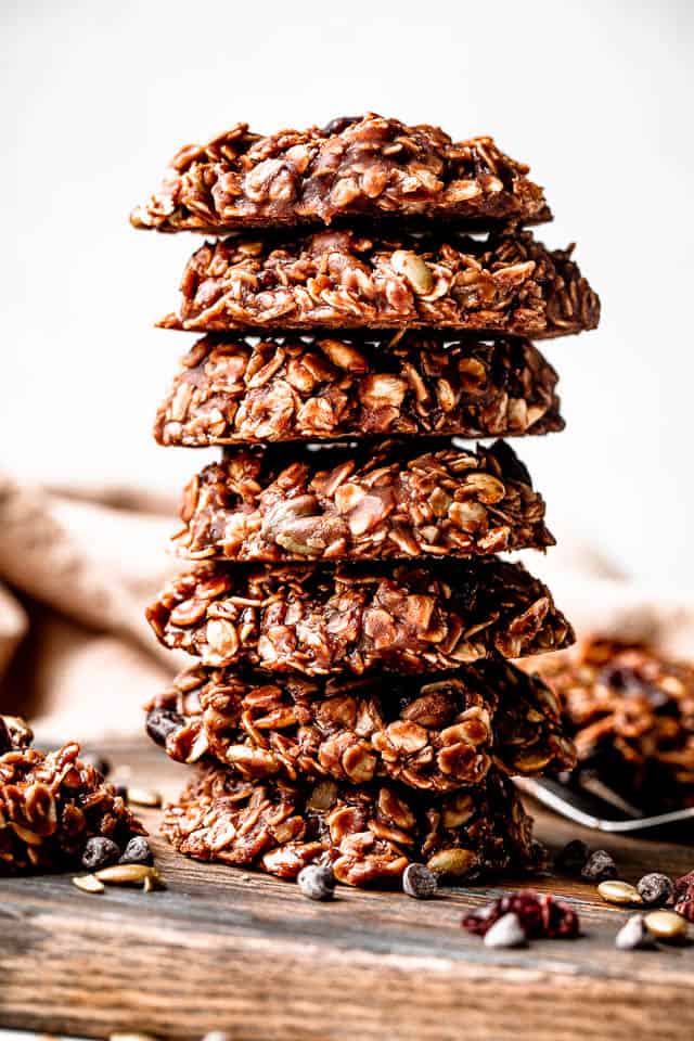 stacked no bake oatmeal cookies