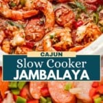 Slow cooker jambalaya Pinterest image.