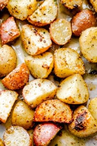 red baby potatoes cut in quarters